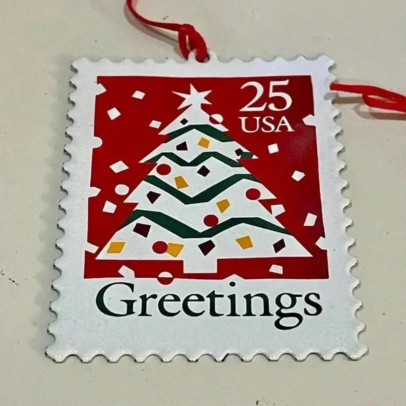 Hallmark Holiday vintage Ornaments U.S Christmas stamps, with display stand - Picture 3 of 4